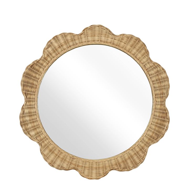 Belle Rattan Scallop Round Mirror - Natural - Notbrand