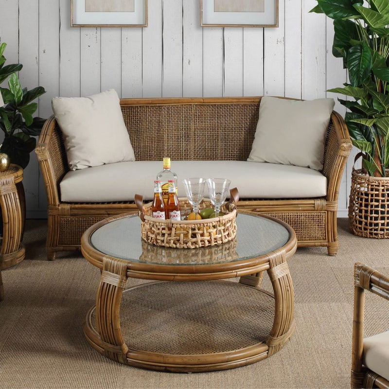 Cayman Rattan 2 Seat Sofa with Cushions - Natural - Notbrand