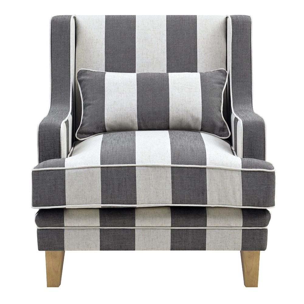 Bondi Stripe Armchair - Grey & Cream - Notbrand
