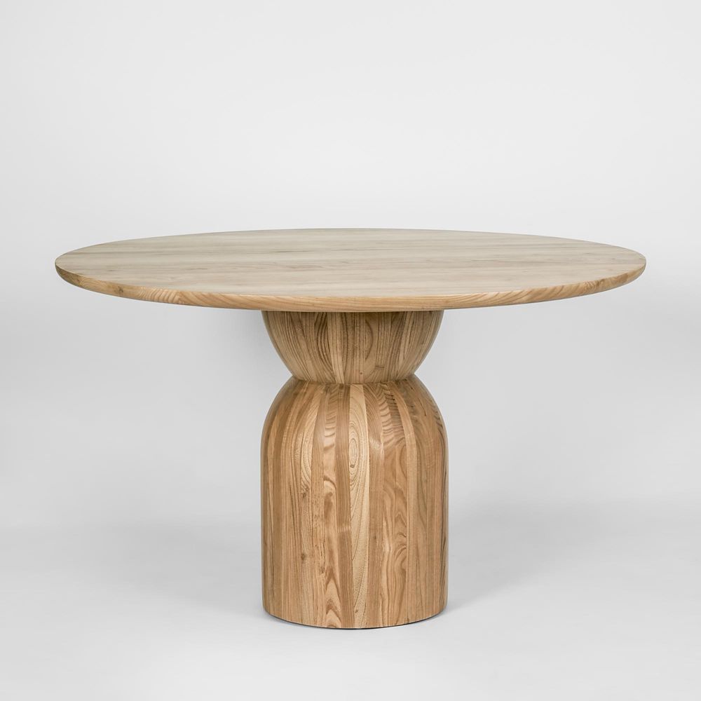 Olive Sungkai Wood Round Dining Table Base - Natural - Notbrand