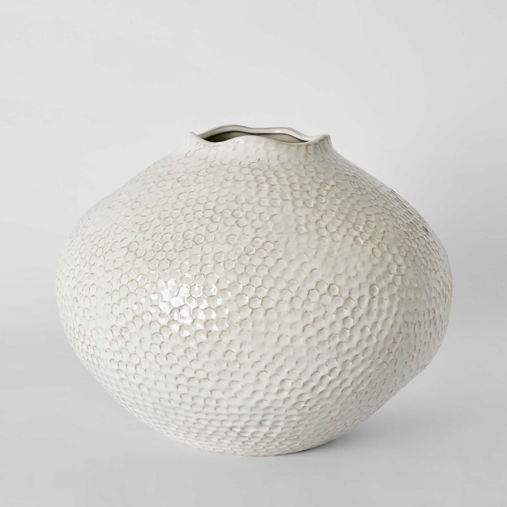 Jaylen Ceramic Round Vase - Cream - Notbrand
