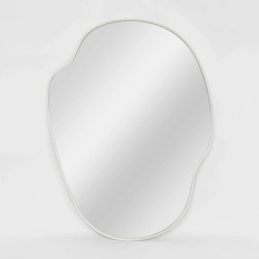 Dune Oak Wood Wall Mirror in White - Large - Notbrand