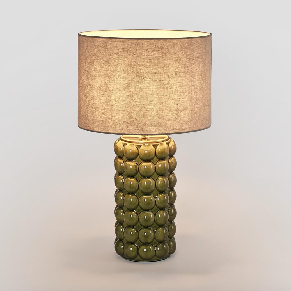 Condotti Ceramic Table Lamp with Shade - Green - Notbrand