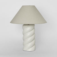 Twist Column Ceramic Lamp with Shade - White - Notbrand