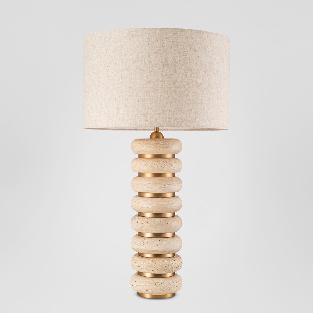 Wisteria Iron and Travertine Table Lamp - Brass - Notbrand