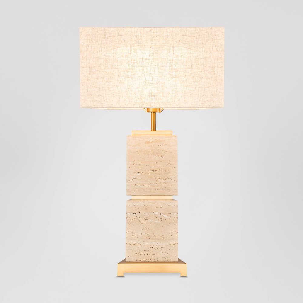 Ashley Travatine Table Lamp with Shade - Brass - Notbrand