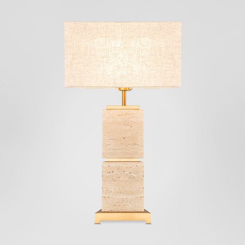 Ashley Travatine Table Lamp with Shade - Brass - Notbrand