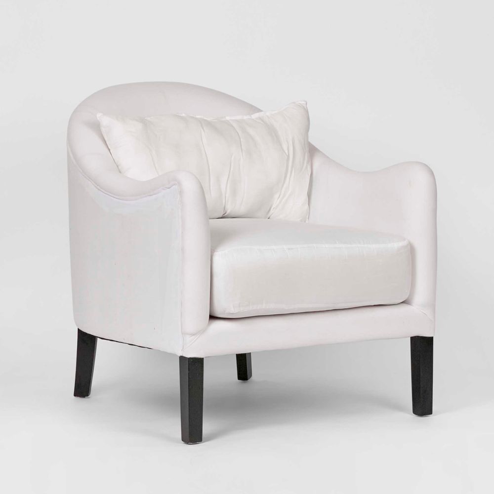 Ville Rubber Wood Armchair in White - 84cm - Notbrand