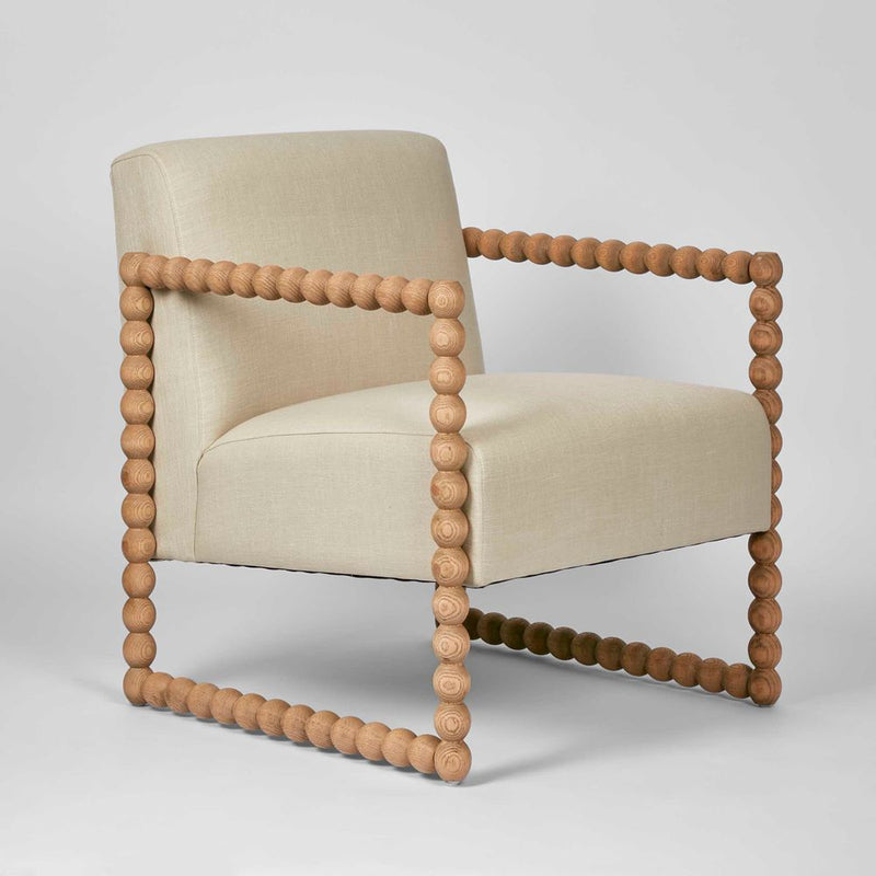 Bobbin Oak Wood linen Chair - Natural - Notbrand