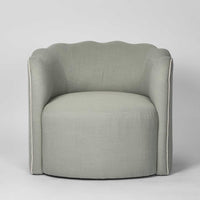 Camille Scallop Armchair with White Piping - Light Blue - Notbrand