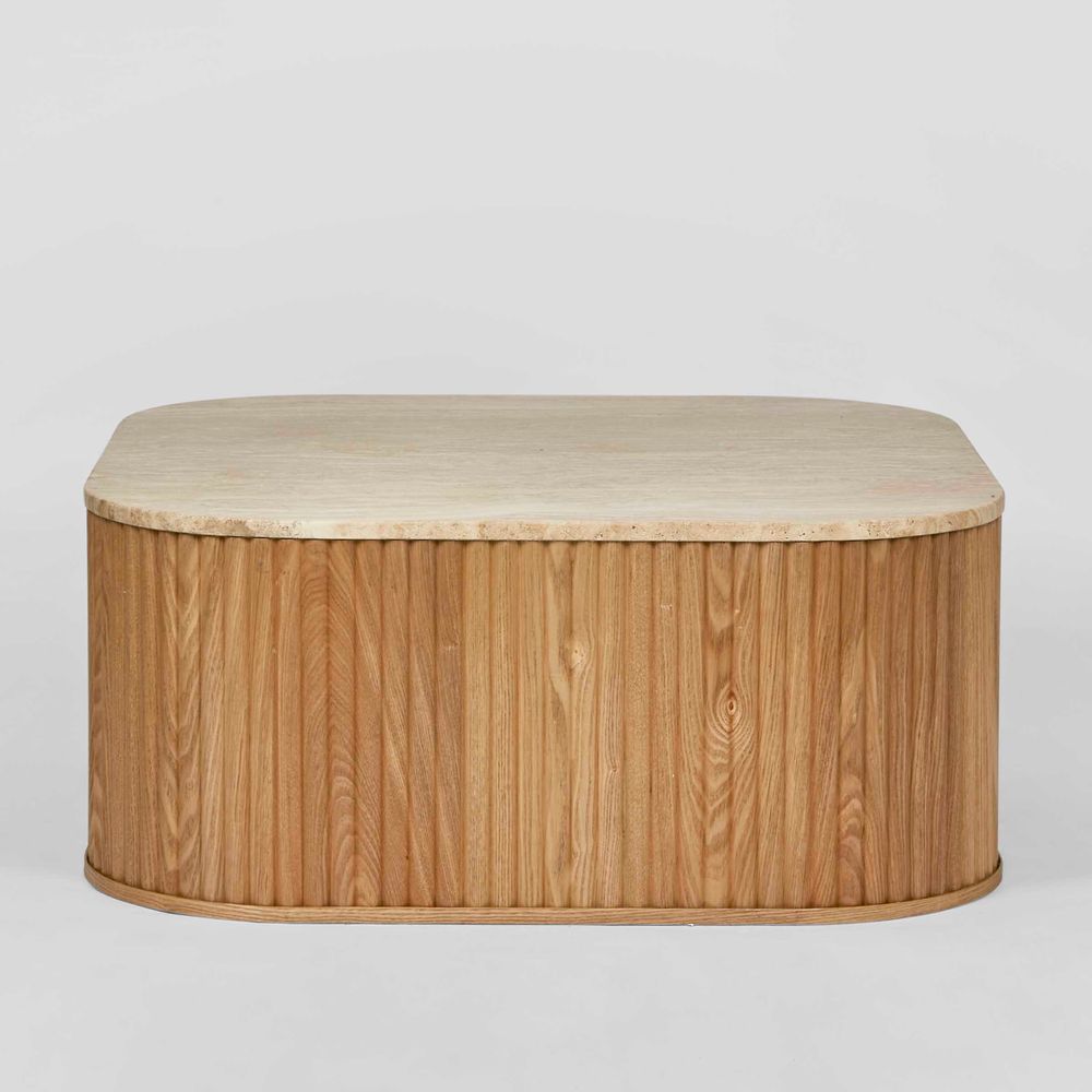 Travertine Oak Wood Coffee Table - Natural - Notbrand