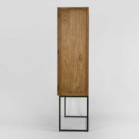 Sierra Oak Storage Cabinet with Iron Stand - Natural - Notbrand
