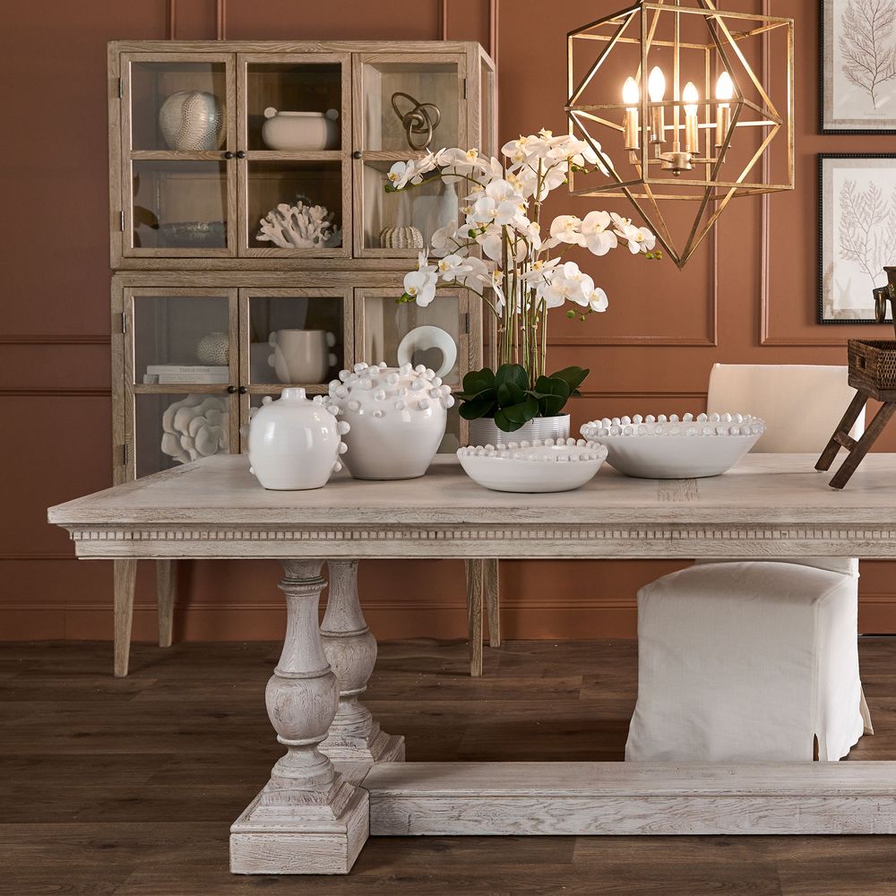 Ville Hamptons Style Oak Dining Table - White - Notbrand