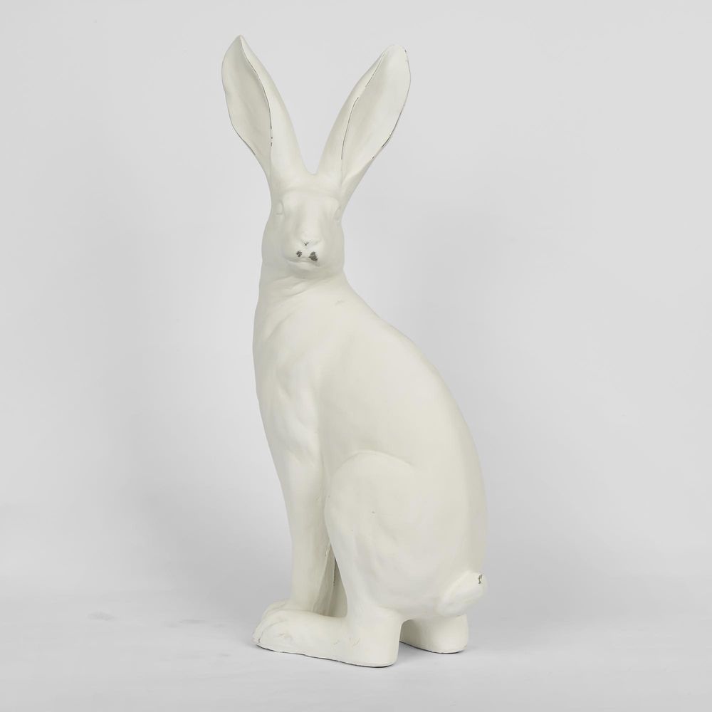 Henry Polyresin Hare Figurine in White - Large - Notbrand