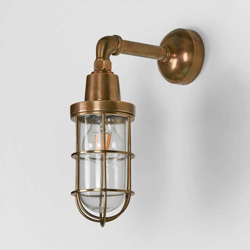 Starboard Outdoor Brass & Glass Wall Light - Antique Brass - Notbrand