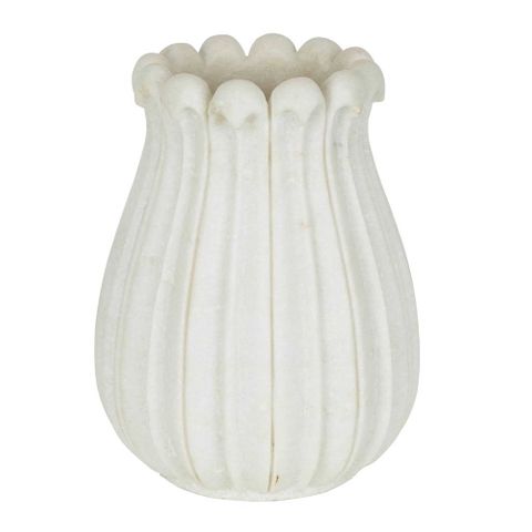 Tulip Marble Vase in White - Large - Notbrand