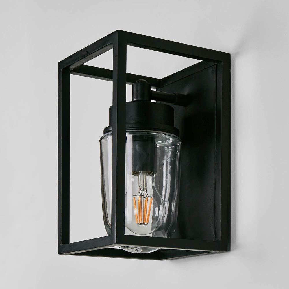 Wellington Brass & Glass Outdoor Wall Light - Black - Notbrand