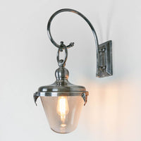 Savoy Outdoor Brass Wall Light With Glass Shade - Antique Silver - Notbrand