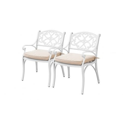 Set of 3 Marco Round Outdoor Dining Table with Chairs - White - Notbrand