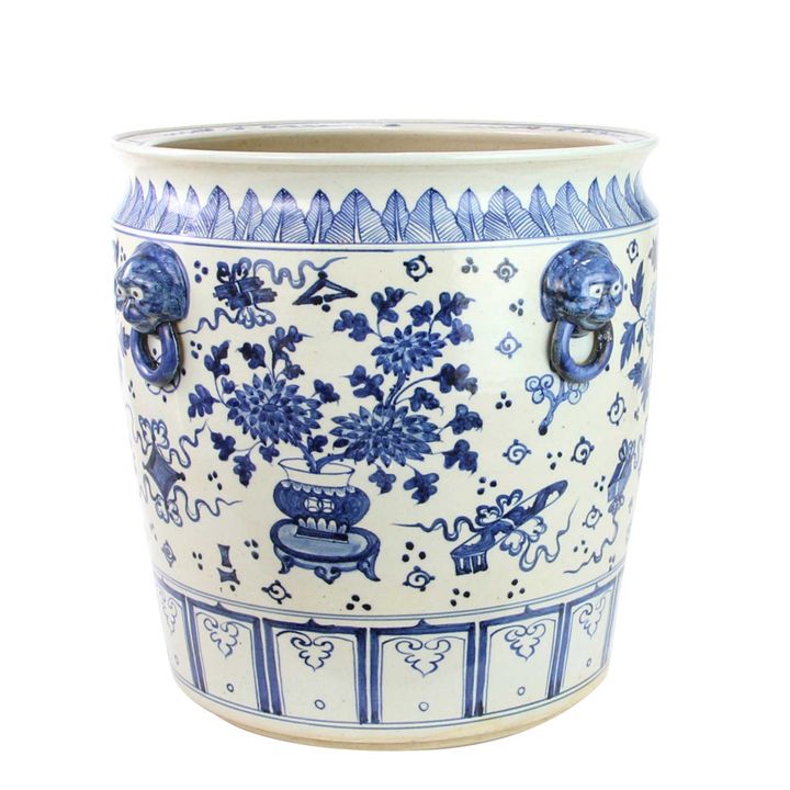 Guan Porcelain Pot Planter in Blue - Large - Notbrand
