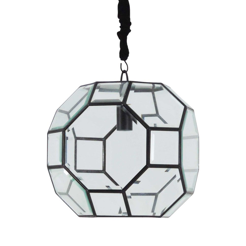 Solano Brass & Glass Ceiling Pendant - Black - Notbrand