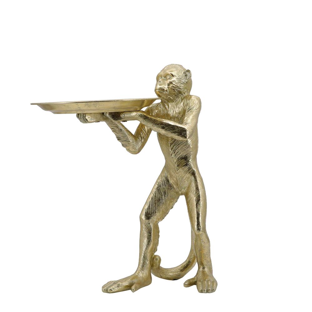 Albie Standing Monkey with Tray - Gold - Notbrand