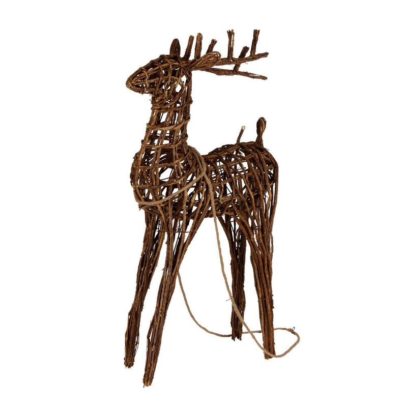 Wooder Rattan Sleigh Reindeer Statue - Brown - Notbrand