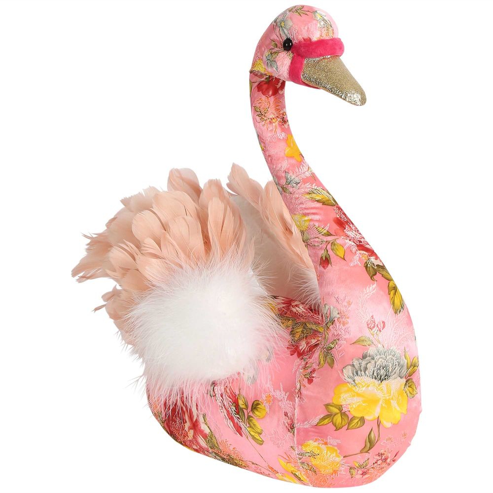 Escee Brocade Swan Statue - Pink - Notbrand