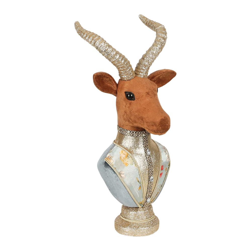 Arboir Brocade Deer Bust in Brown & Blue - Small - Notbrand