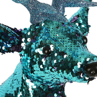 Madon Sequin Reindeer Statue - Blue - Notbrand