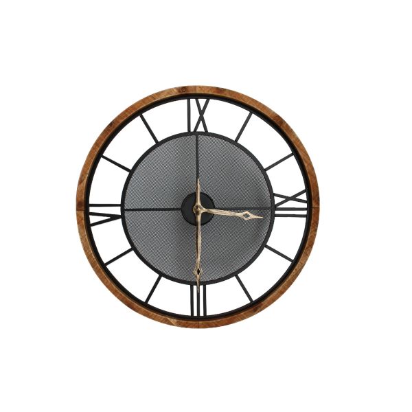 Mesh Metal Wall Clock with Timber Frame - 64.5cm