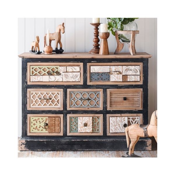 Alexander Timber Cabinet with Metal Handles - 8 Drawer - Notbrand