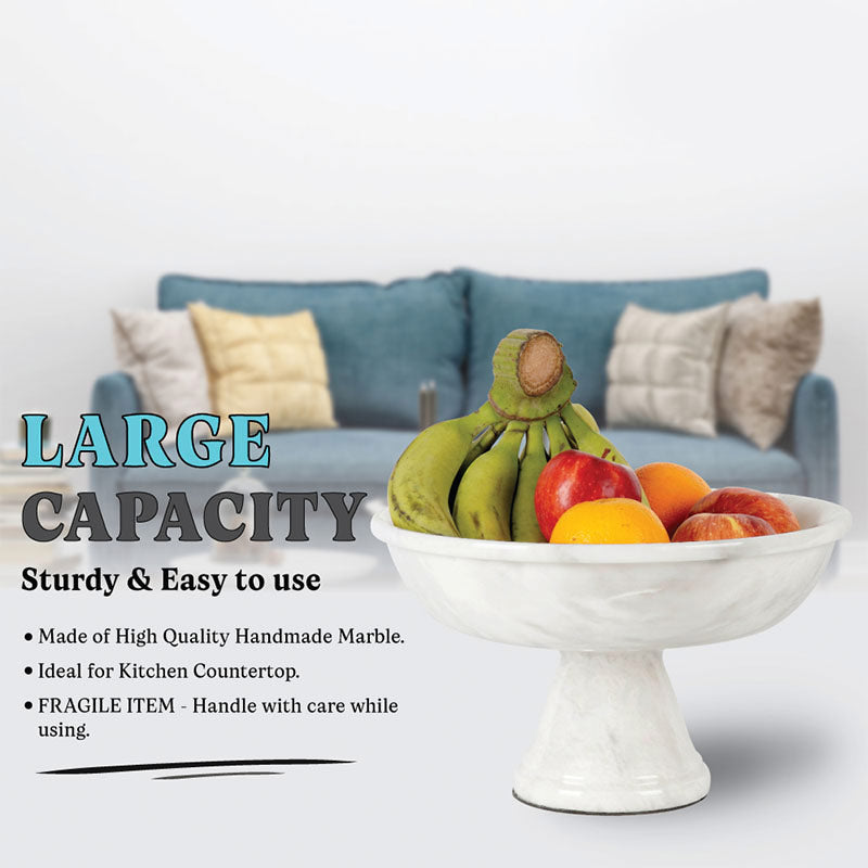 Scrimmage Pedestal Fruit Bowl in Marble - White - Notbrand