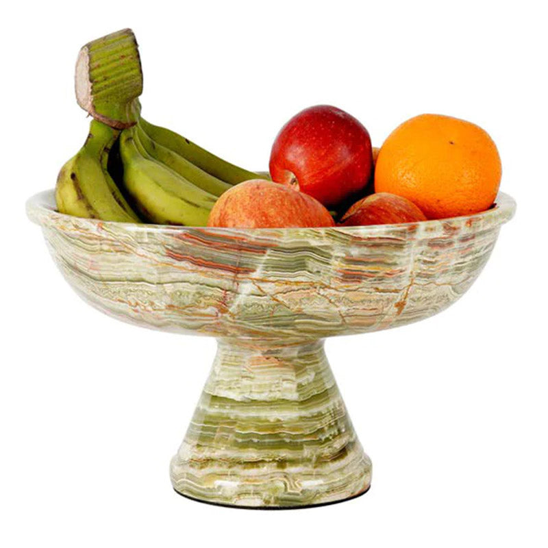Scrimmage Pedestal Fruit Bowl in Marble - Green
