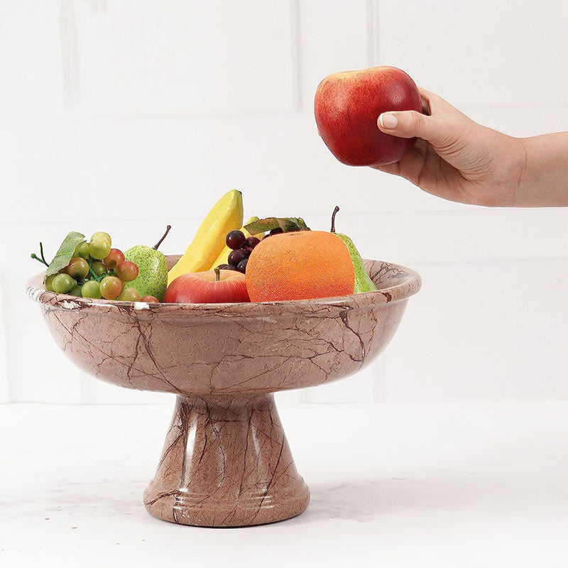 Scrimmage Pedestal Fruit Bowl in Marble - Marinara