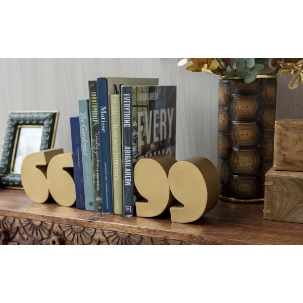 Set of 2 Metal Quote Mark Bookends - 35cm - Notbrand