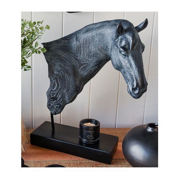 Horse Head Sculpture on Stand - Black - Notbrand