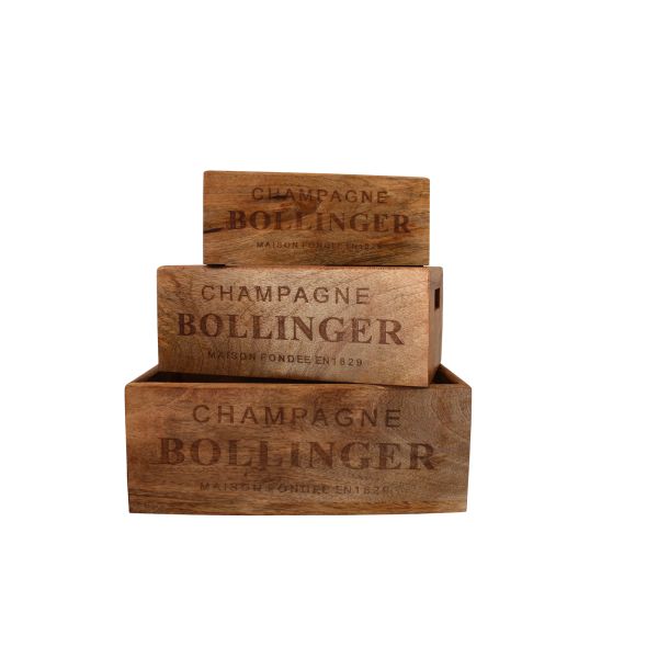 Set of 6 Bollinger Wood Champagne Crates - Natural - Notbrand