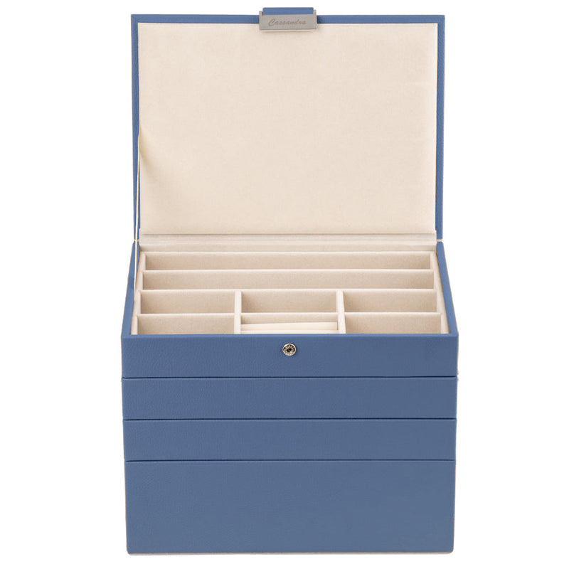 Cassandra's 4 Tray Jewellery Box in Blue - Medium - Notbrand