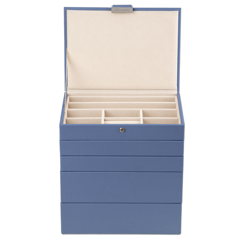 Cassandra's 5 Tray Jewellery Box in Blue - Medium - Notbrand