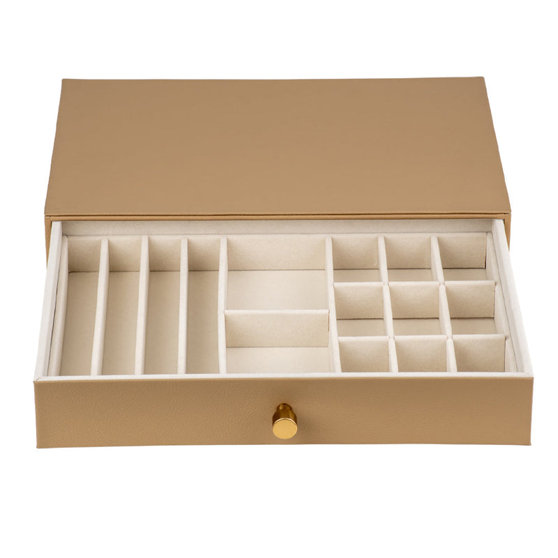 Cassandra's 3 Layer Jewellery Box in Taupe - Large - Notbrand