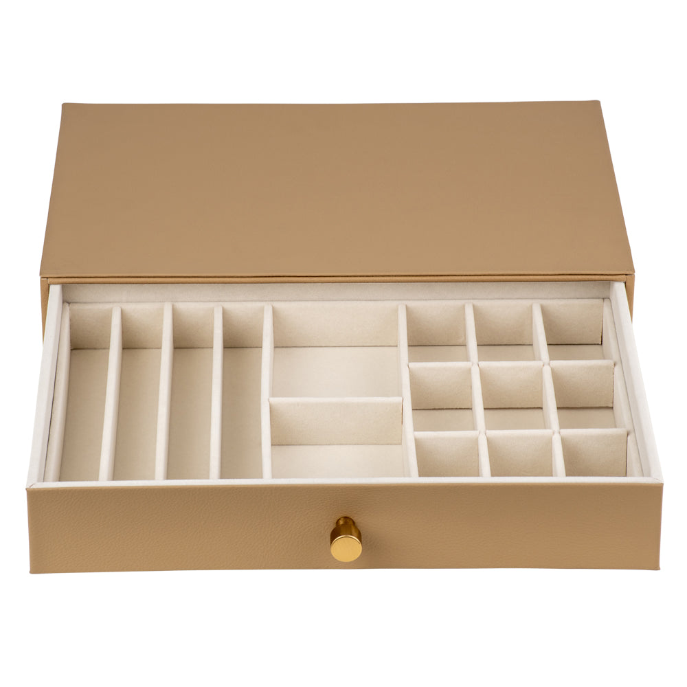 Cassandra's Large Jewellery Box Drawer in Taupe - The Valentina Collection - Notbrand