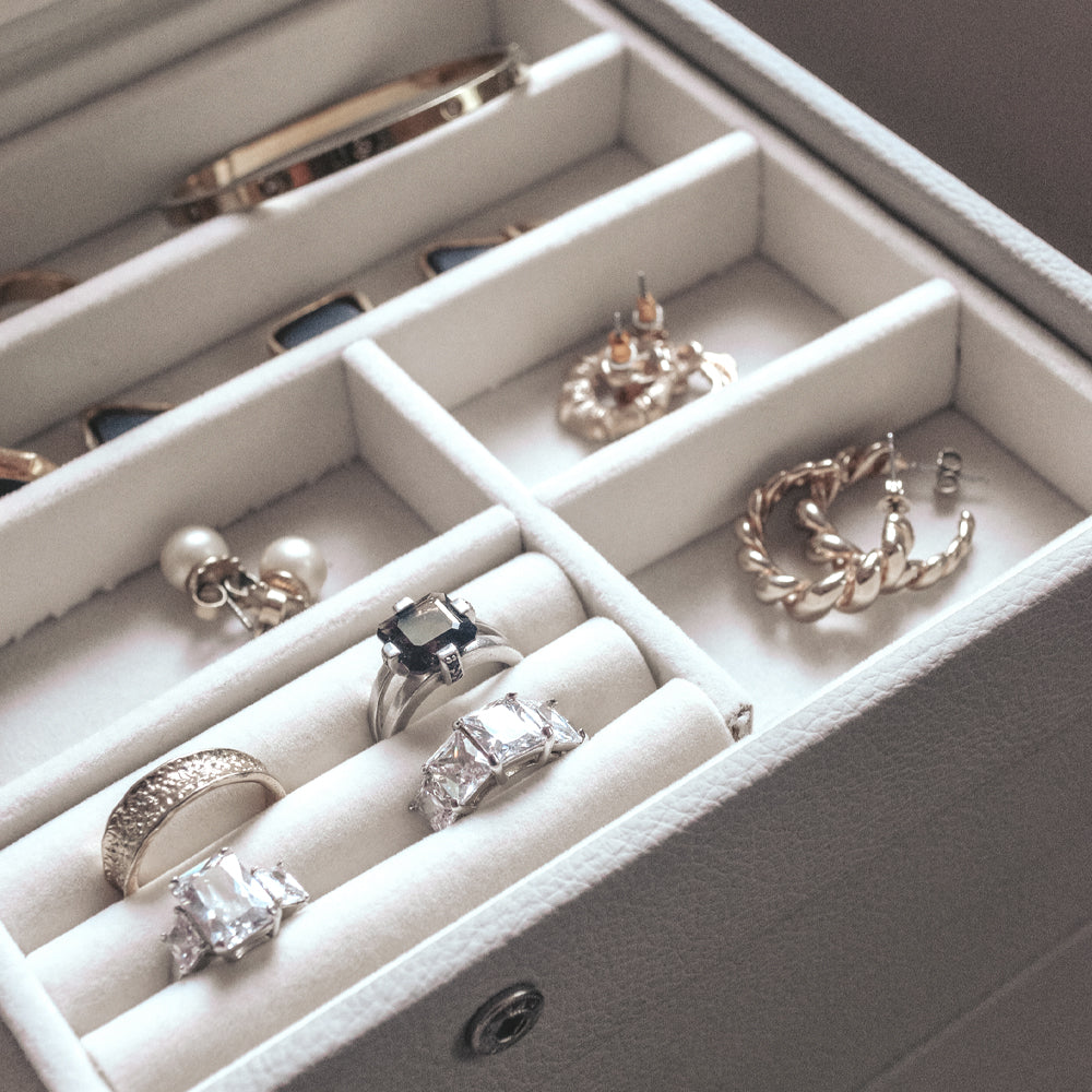 Cassandra's 4 Tray Jewellery Box in Grey - Medium - Notbrand
