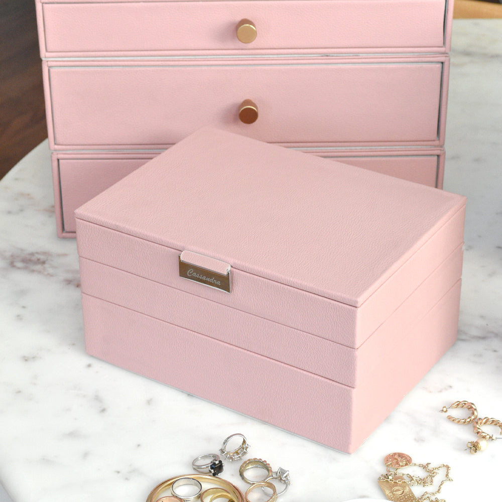 Cassandra's 3 Tray Jewellery Box in Pink - Medium - Notbrand