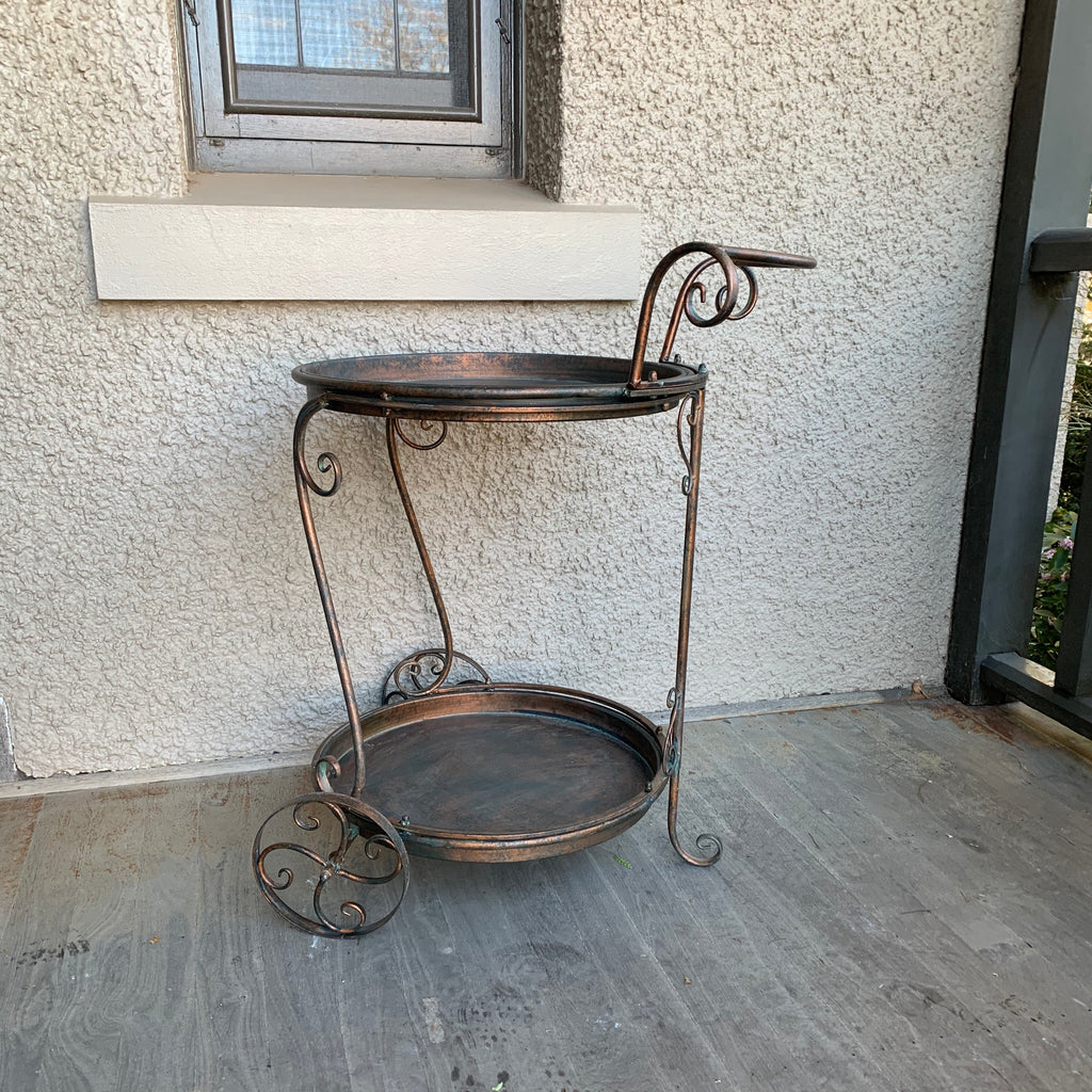 Ornate Vintage Metal Trolley - Antique Verdi Bronze - Notbrand