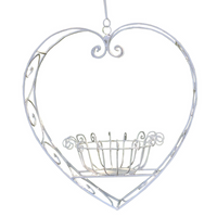 Wrought Iron Hanging Heart Pot in Rustic Cream - Large - Notbrand