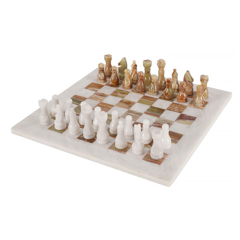 Heirlooms Chess Set with Storage Box in White & Green - 38cm - Notbrand