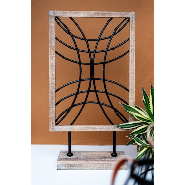 Set of 2 Timber Frame Metalic Curved Lines - Natural & Black - Notbrand