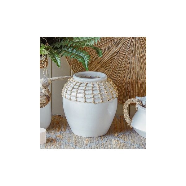 Set of 2 Bria Terracotta Short Vase - White - Notbrand