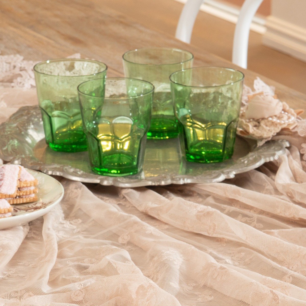 Handcrafted Glass Tealight in Green - Set of 6 - Notbrand